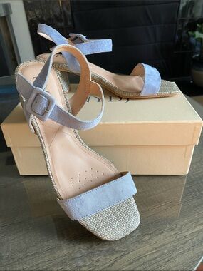 NYDJ Light Blue Suede Ankle Strap Heels